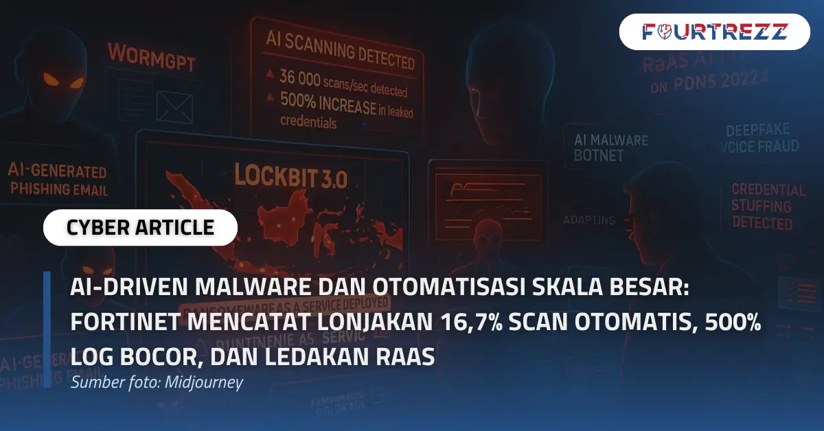 AI-driven Malware dan Otomatisasi Skala Besar Fortinet Mencatat Lonjakan 167 Scan Otomatis 500 Log Bocor dan Ledakan RaaS.webp